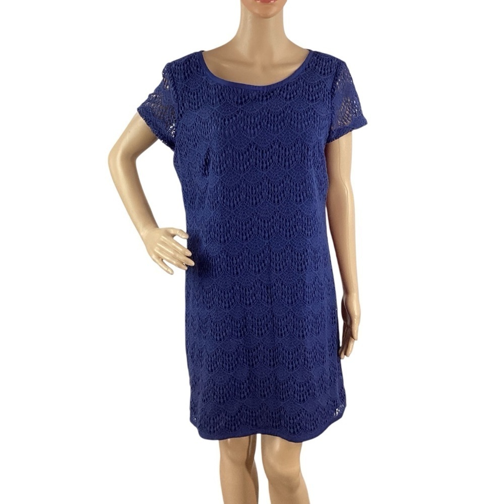 Ann Taylor LOFT Navy Crochet Lace Shift Dress Size 10